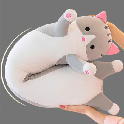 М'яка іграшка-подушка Кіт Батон 90 см, EL-2117-7, Сірий / Іграшка дитяча обіймашка довгий кіт