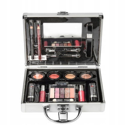 Косметичний набір у кейсі "Срібне сяйво" 22 предмети / Косметичний набір для створення макіяжу