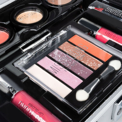 Косметичний набір у кейсі "Срібне сяйво" 22 предмети / Косметичний набір для створення макіяжу