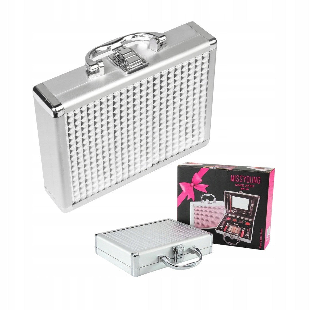 Косметичний набір у кейсі "Срібне сяйво" 22 предмети / Косметичний набір для створення макіяжу