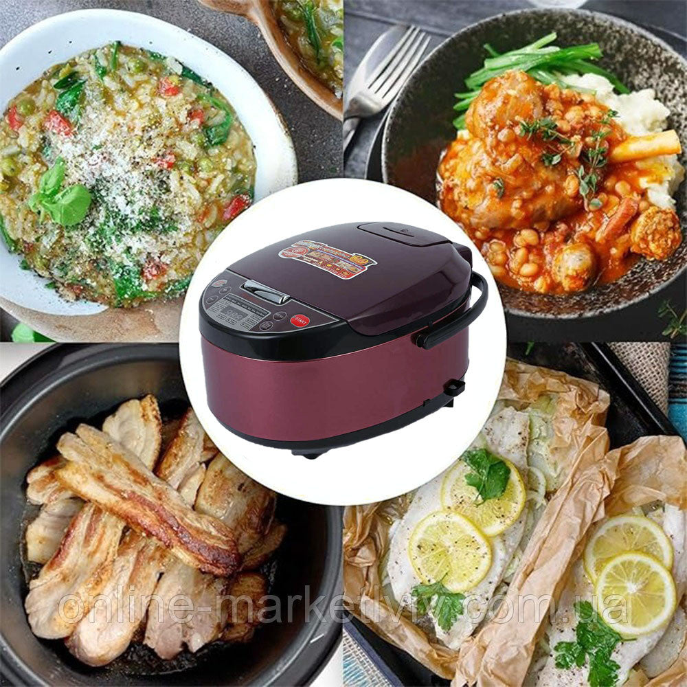 Мультиварка з керамічним покриттям 5л, 10 програм, 900Вт / Електрична мультиварка-рисоварка