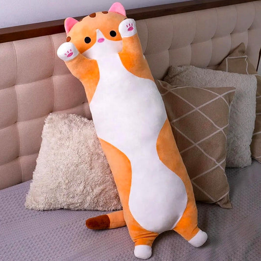 М'яка іграшка-подушка Кіт Батон 90 см, EL-2117-7, Коричневий / Іграшка дитяча обіймашка довгий кіт