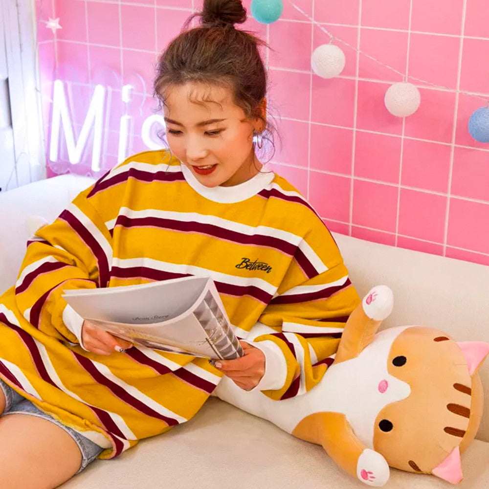 М'яка іграшка-подушка Кіт Батон 90 см, EL-2117-7, Коричневий / Іграшка дитяча обіймашка довгий кіт