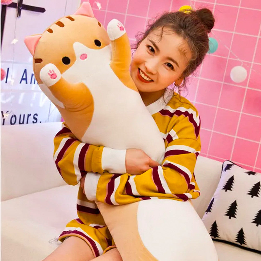 М'яка іграшка-подушка Кіт Батон 90 см, EL-2117-7, Коричневий / Іграшка дитяча обіймашка довгий кіт