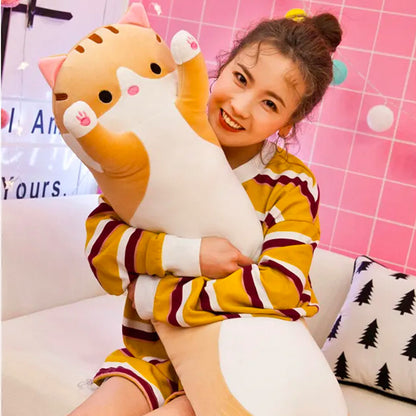 М'яка іграшка-подушка Кіт Батон 90 см, EL-2117-7, Коричневий / Іграшка дитяча обіймашка довгий кіт