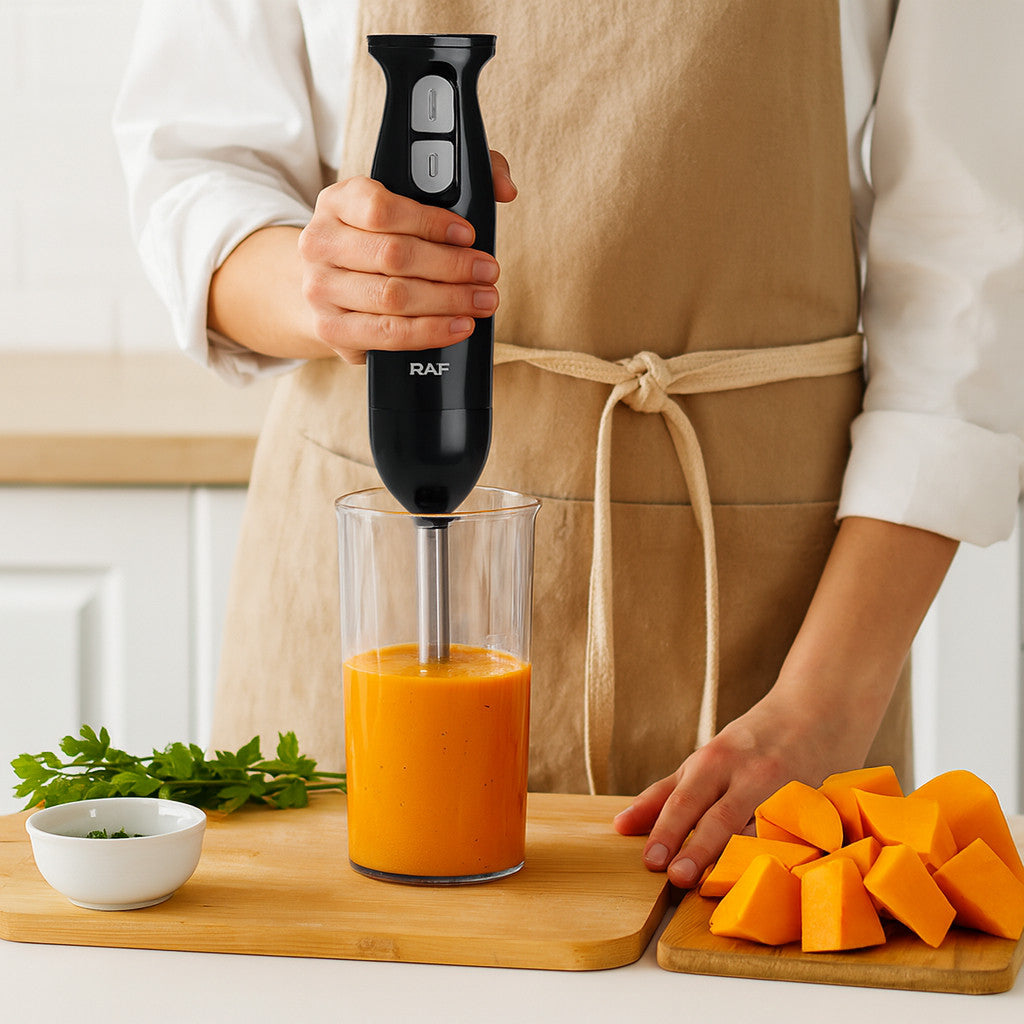 Занурювальний блендер 4в1, з чашею і насадками, RАF R327 / Ручний кухонний блендер
