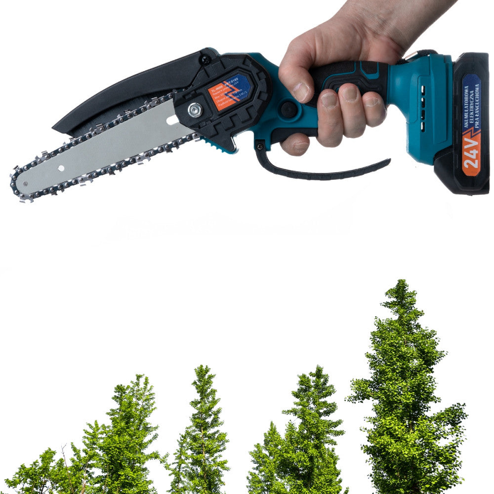 Акумуляторна ланцюгова пилка 24В, 1500 мАг, TL 0600, з кейсом + 2 акумулятори / Ручна електрична пилка