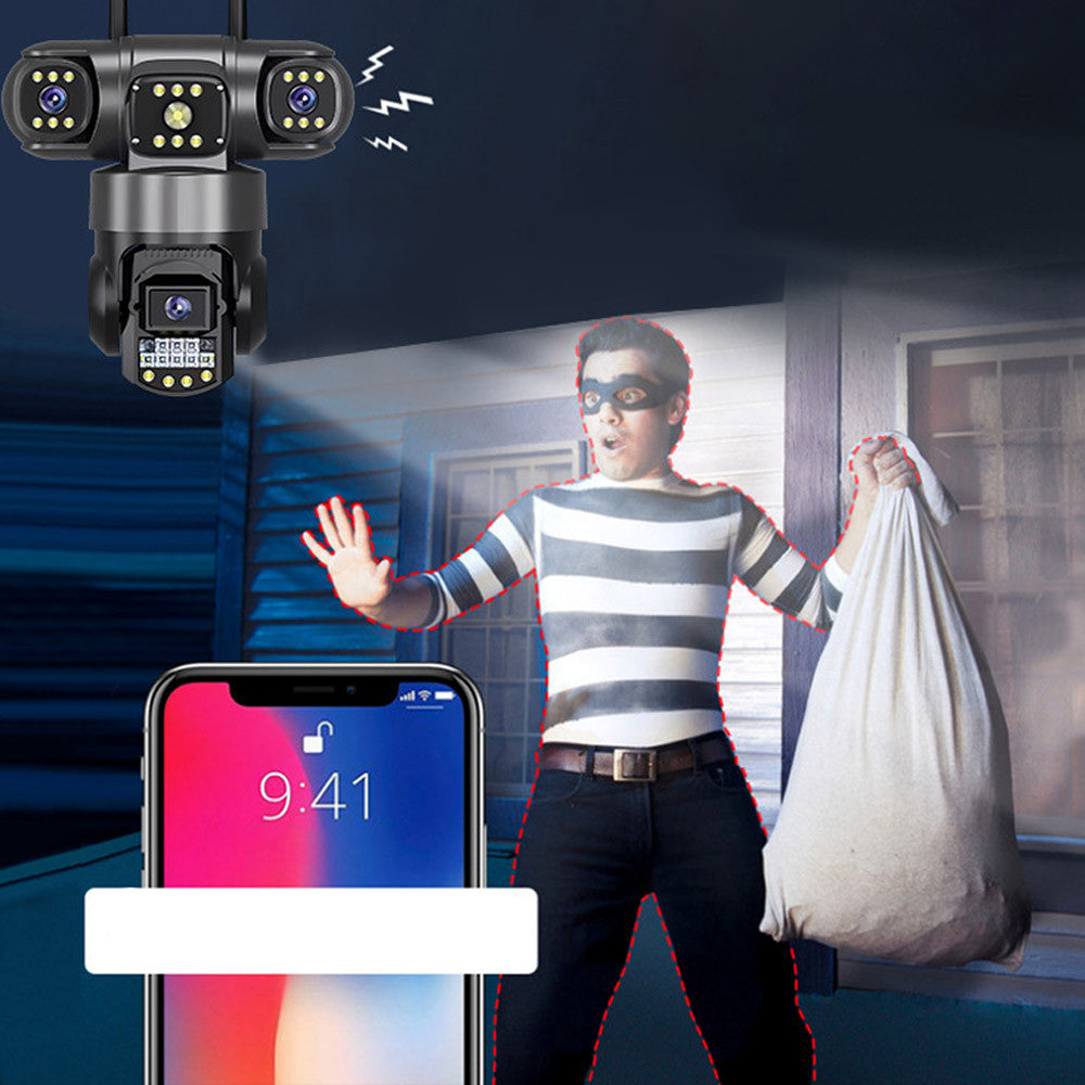 Вулична WIFI камера спостереження 15МР, 3 об'єктиви, SC28 / Поворотна камера відеоспостереження / IP камера вулична