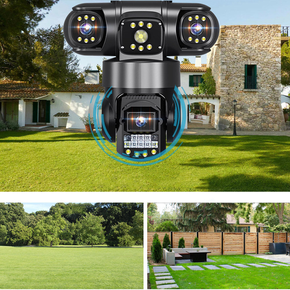 Вулична WIFI камера спостереження 15МР, 3 об'єктиви, SC28 / Поворотна камера відеоспостереження / IP камера вулична