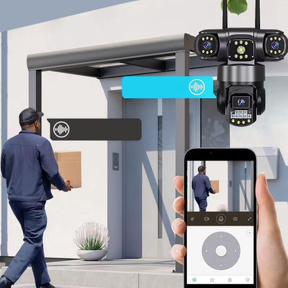 Вулична WIFI камера спостереження 15МР, 3 об'єктиви, SC28 / Поворотна камера відеоспостереження / IP камера вулична