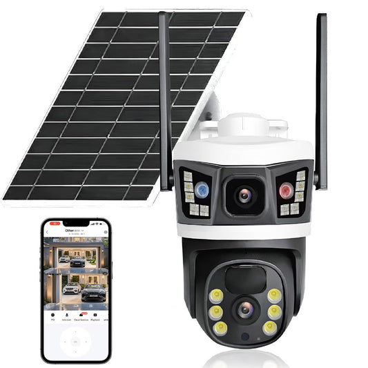4G камера відеоспостереження із сонячною панеллю 2x2MP / Вулична IP камера з SIM-картою / Охоронна камера