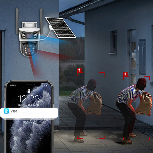 4G камера відеоспостереження із сонячною панеллю 2x2MP / Вулична IP камера з SIM-картою / Охоронна камера