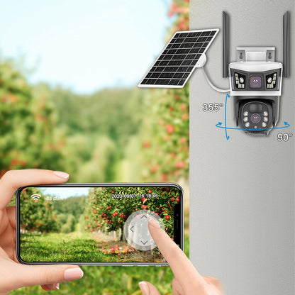 4G камера відеоспостереження із сонячною панеллю 2x2MP / Вулична IP камера з SIM-картою / Охоронна камера