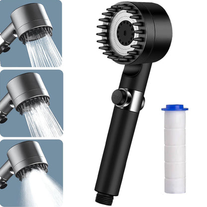 Насадка лійка для душу 3 режими + 1 фільтр, Чорний / Масажна лійка душова / Водозберігаюча душова лійка