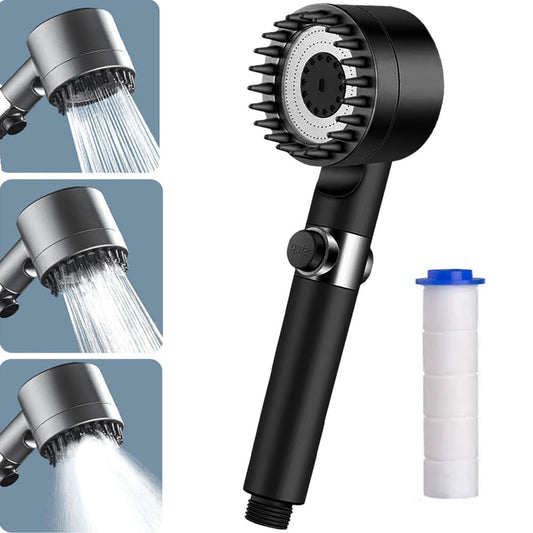 Насадка лійка для душу 3 режими + 1 фільтр, Чорний / Масажна лійка душова / Водозберігаюча душова лійка