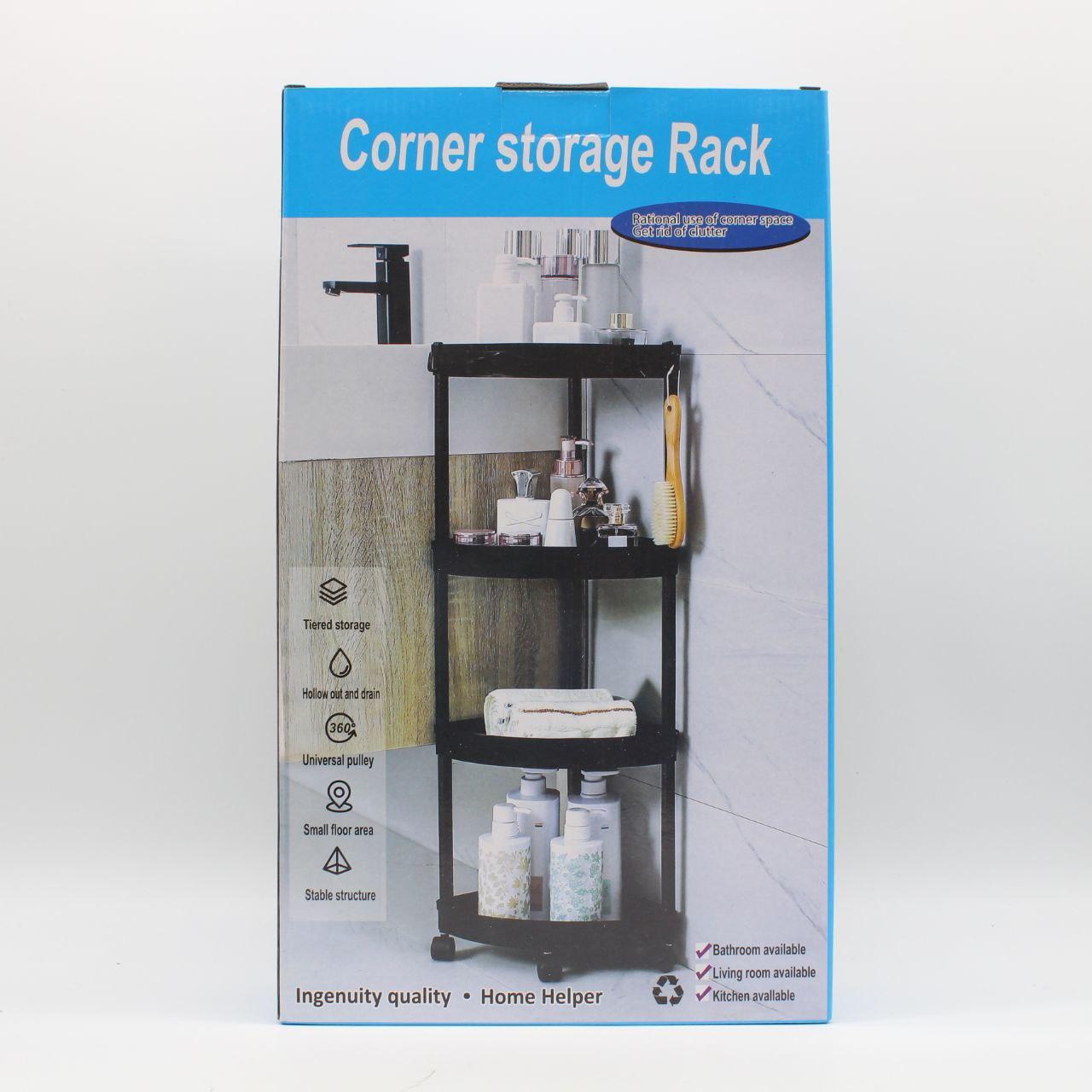 Кутовий стелаж для ванної 88х34х25см, 4 яруси, Білий / Підлогова полиця для ванної / Кутова полиця у ванну