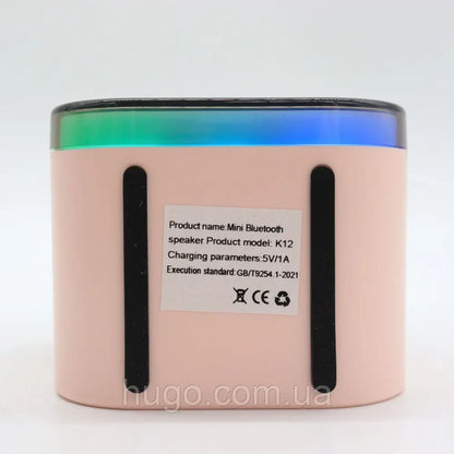 Портативна колонка-караоке з 2 мікрофонами К12, Рожевий / Бездротовий мікрофон з колонкою з підсвічуванням RGB