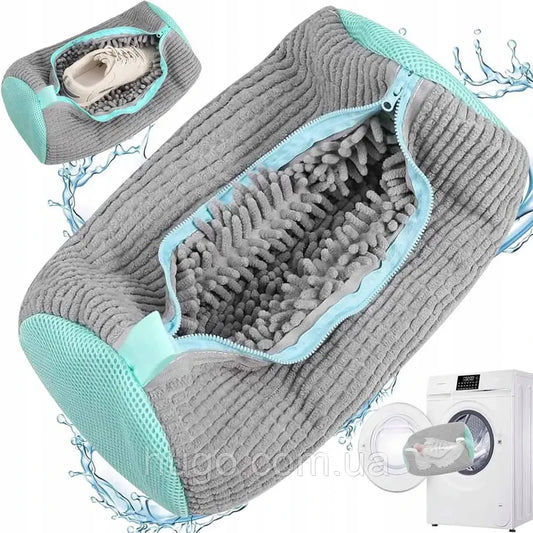 Мішок для прання взуття 39х19см, Сірий / Захисний чохол для прання кросівок / Сумка-мішок для прання