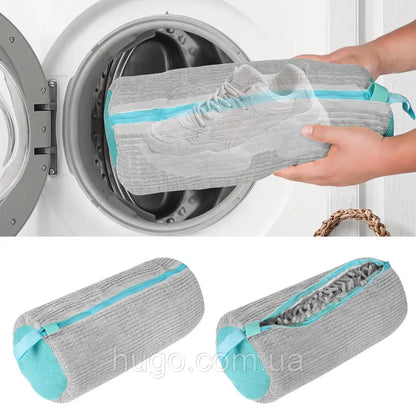 Мішок для прання взуття 39х19см, Сірий / Захисний чохол для прання кросівок / Сумка-мішок для прання