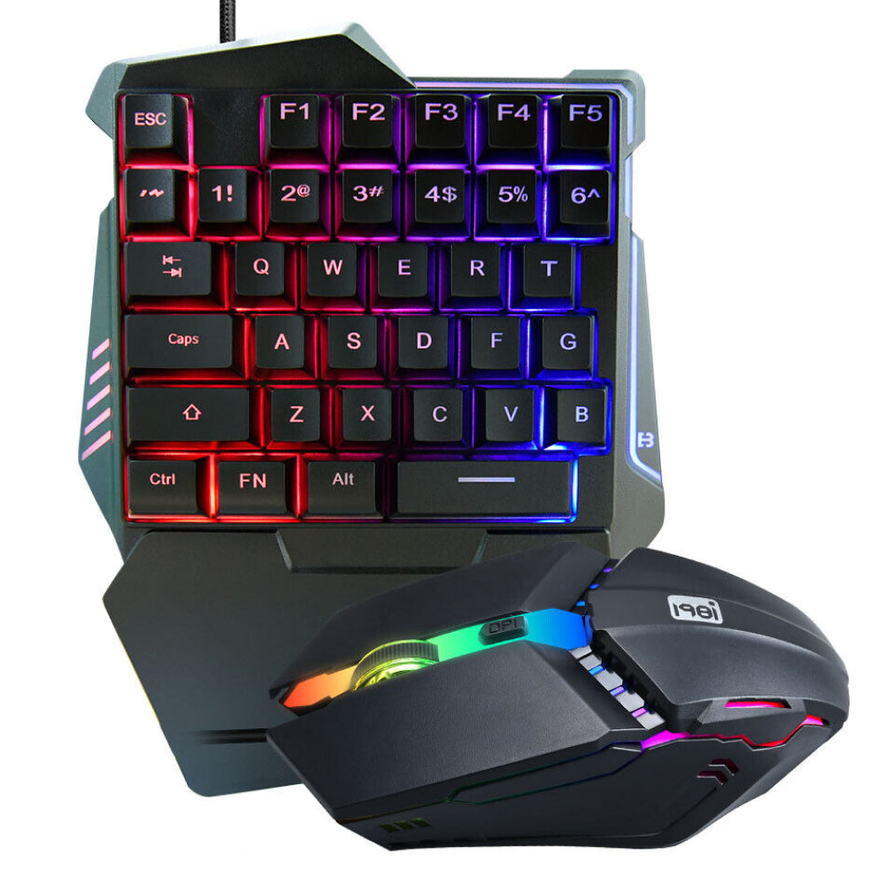 Ігрова міні клавіатура та мишка, від USB з підсвічуванням, 198I G506, Чорний / Набір клавіатура та миша для геймерів