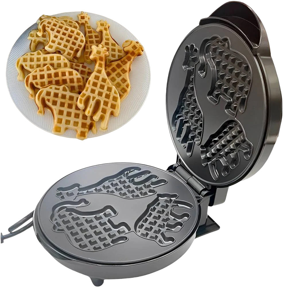 Вафельниця електрична 1600Вт, з фігурками тварин RS-7400 / Електровафельниця кругла