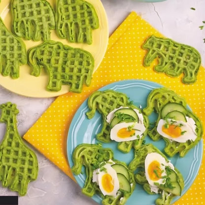 Вафельниця електрична 1600Вт, з фігурками тварин RS-7400 / Електровафельниця кругла