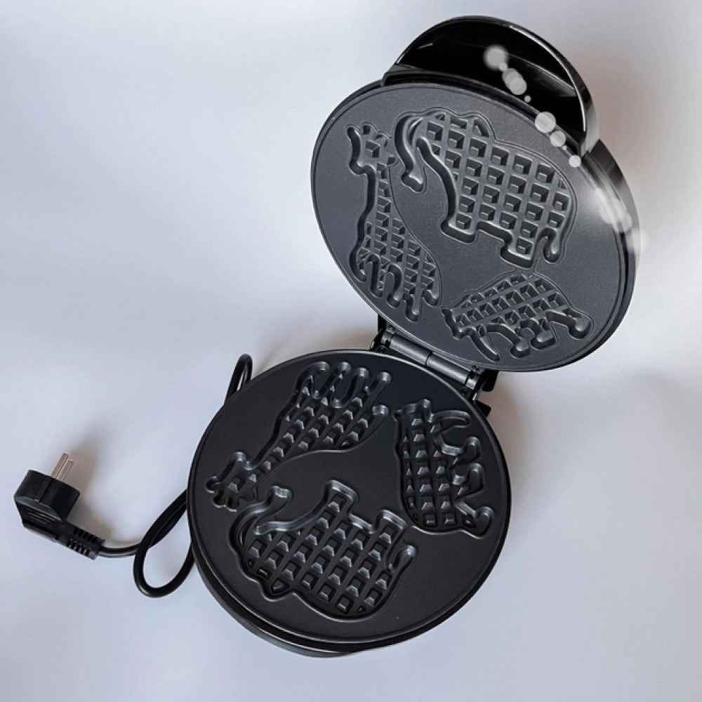 Вафельниця електрична 1600Вт, з фігурками тварин RS-7400 / Електровафельниця кругла