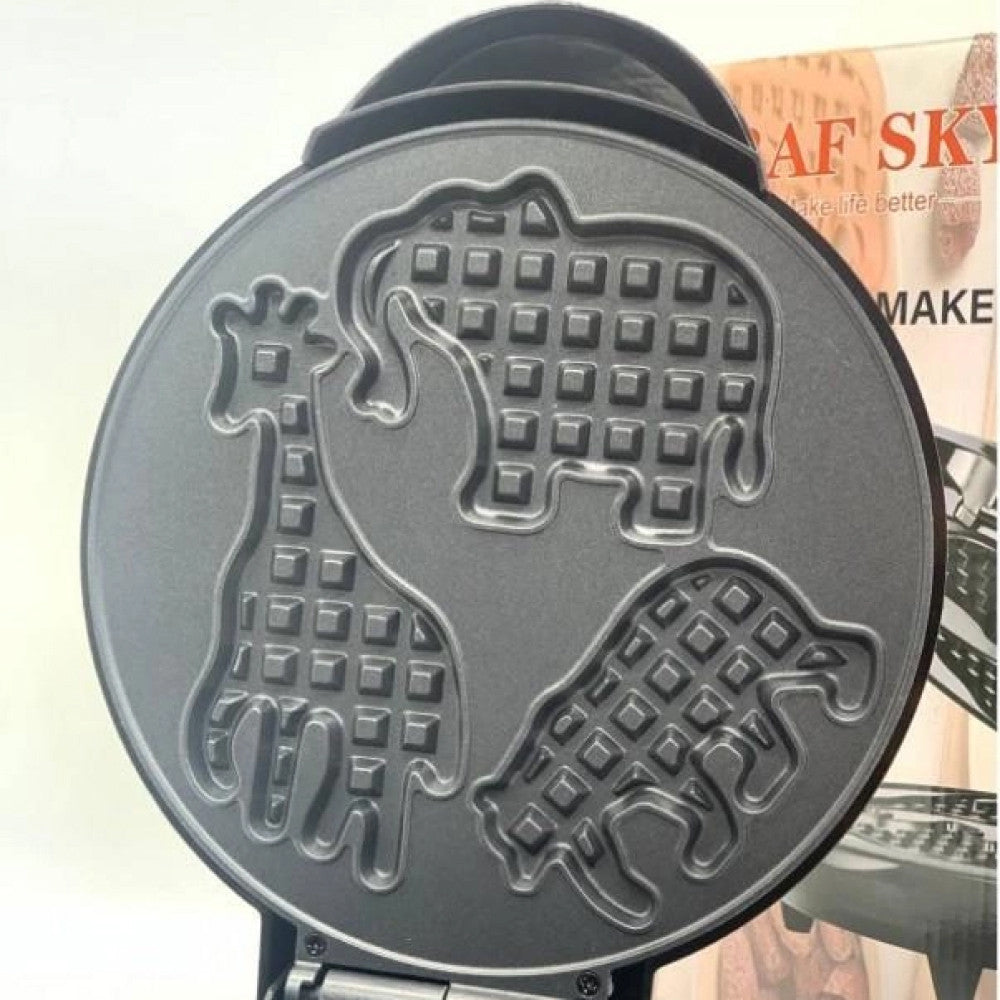 Вафельниця електрична 1600Вт, з фігурками тварин RS-7400 / Електровафельниця кругла