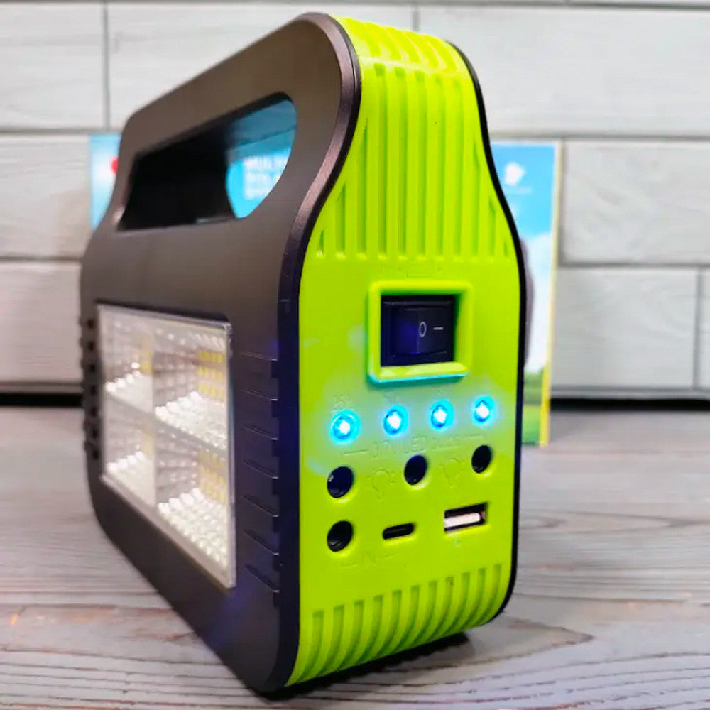 Сонячна зарядна станція-ліхтар із PowerBank + 2 лампочки, COBA CB-999B, Зелений / Ліхтар акумуляторний