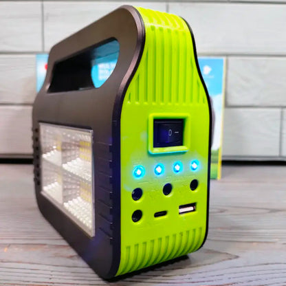 Сонячна зарядна станція-ліхтар із PowerBank + 2 лампочки, COBA CB-999B, Зелений / Ліхтар акумуляторний