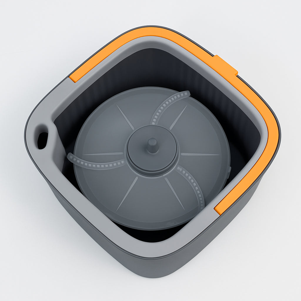 Швабра з безконтактним віджимом і відром 5,8л + 2 насадки, Сіра / Швабра ледарка для миття підлоги