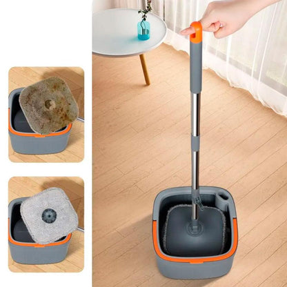 Швабра з безконтактним віджимом і відром 5,8л + 2 насадки, Сіра / Швабра ледарка для миття підлоги