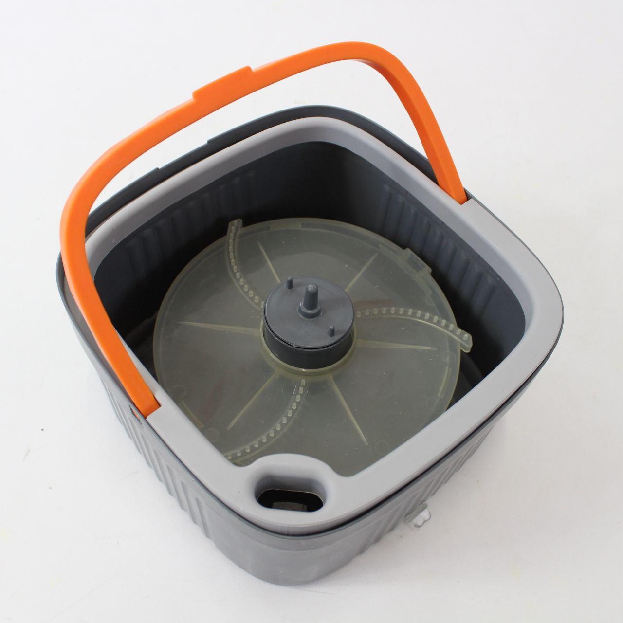 Швабра з безконтактним віджимом і відром 5,8л + 2 насадки, Сіра / Швабра ледарка для миття підлоги