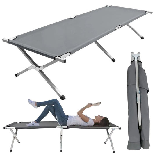 Ліжко розкладне для кемпінгу до 120 кг, 189х70х45см, Сірий / Розкладачка ліжко туристичне