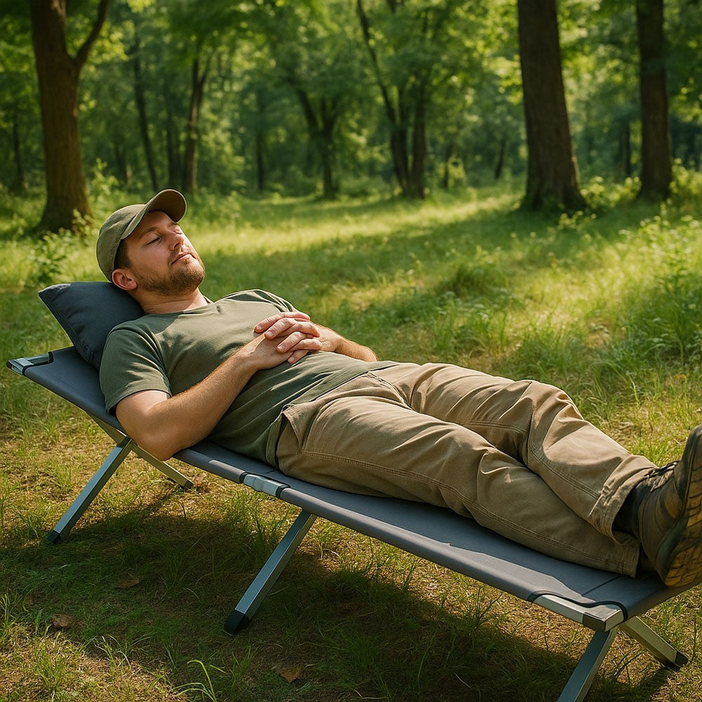 Ліжко розкладне для кемпінгу до 120 кг, 189х70х45см, Сірий / Розкладачка ліжко туристичне