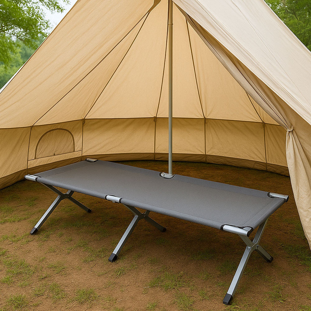 Ліжко розкладне для кемпінгу до 120 кг, 189х70х45см, Сірий / Розкладачка ліжко туристичне