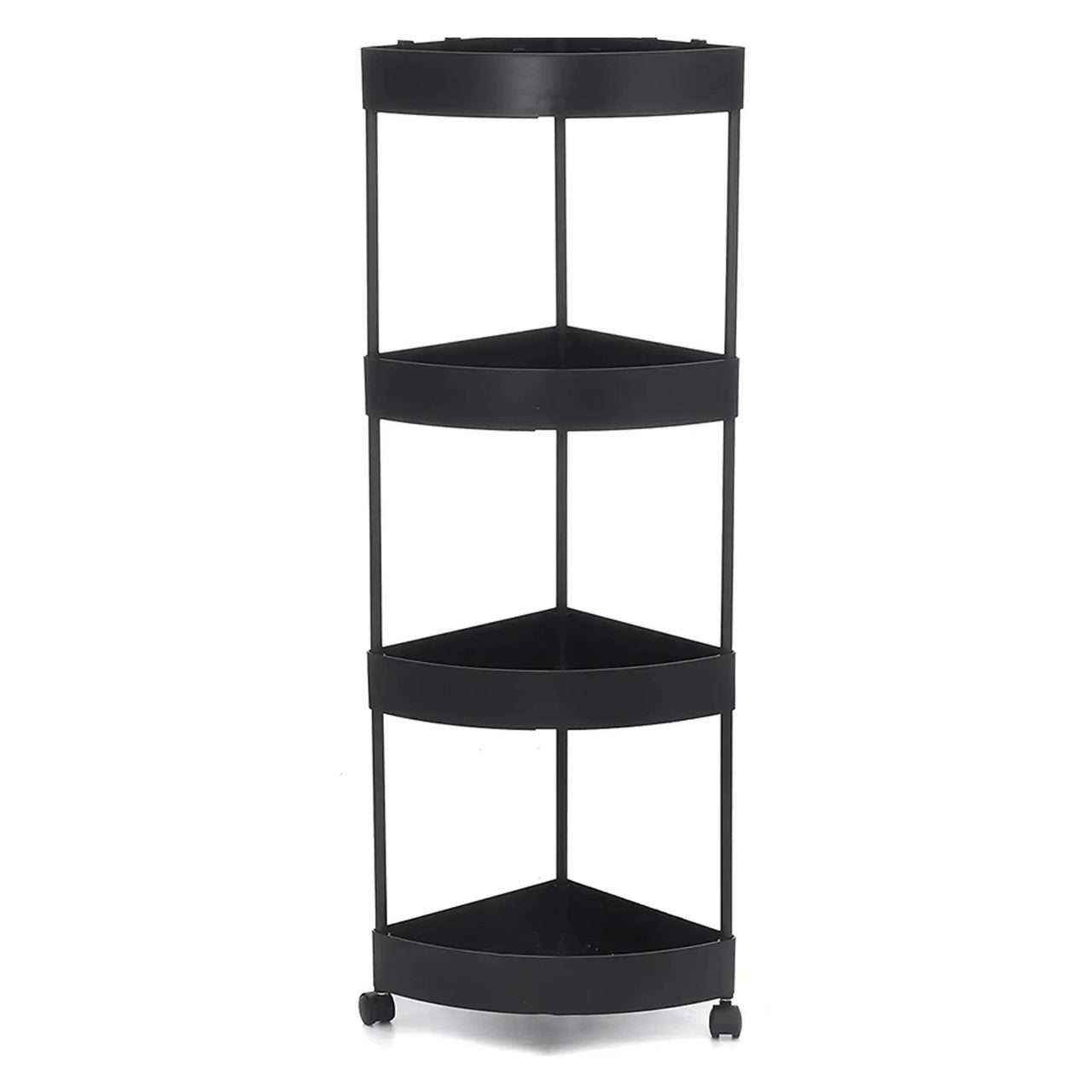 Кутовий стелаж для ванної 85х26х26см, 4 яруси, Чорний / Підлогова полиця для ванної / Кутова полиця у ванну