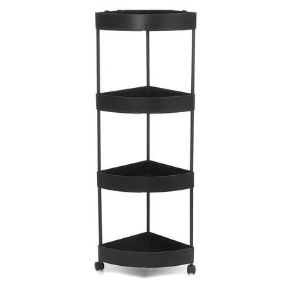 Кутовий стелаж для ванної 85х26х26см, 4 яруси, Чорний / Підлогова полиця для ванної / Кутова полиця у ванну