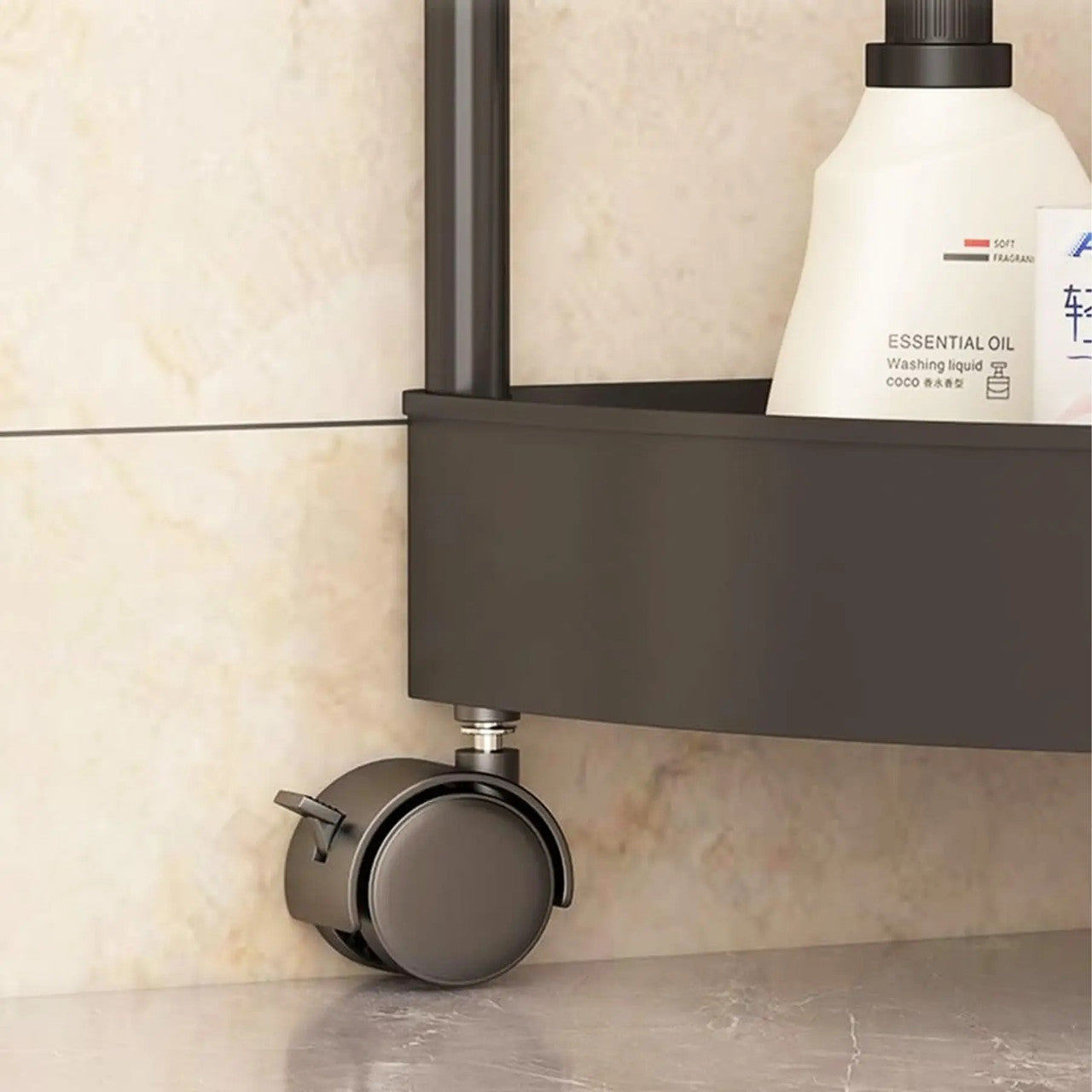 Кутовий стелаж для ванної 85х26х26см, 4 яруси, Чорний / Підлогова полиця для ванної / Кутова полиця у ванну