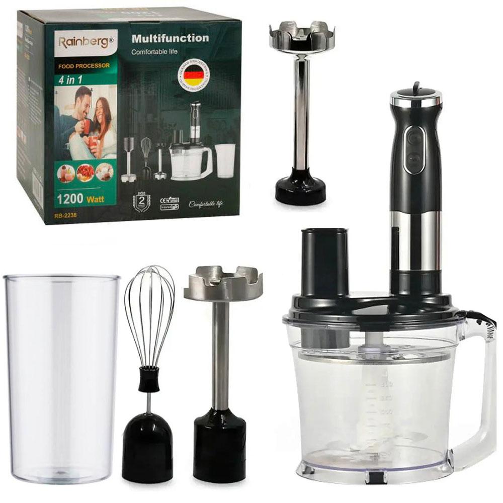 Блендер занурювальний 4в1 (1200Вт) Rainberg RB-2238 / Багатофункціональний блендер-подрібнювач / Ручний блендер