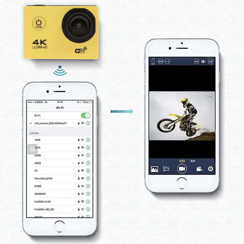 Спортивна екшн-камера 4K WiFi D800 з аквабоксом / Водонепроникна екшн відеокамера