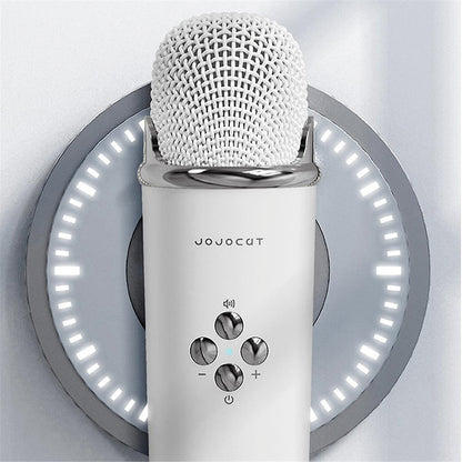 Портативна Bluetooth колонка для караоке з мікрофоном на акумуляторі, Біла / Акустична система для караоке