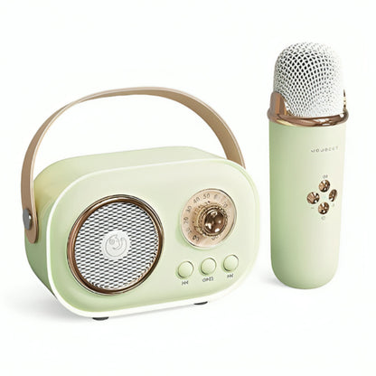 Портативна Bluetooth колонка для караоке з мікрофоном на акумуляторі, Зелена / Акустична система для караоке
