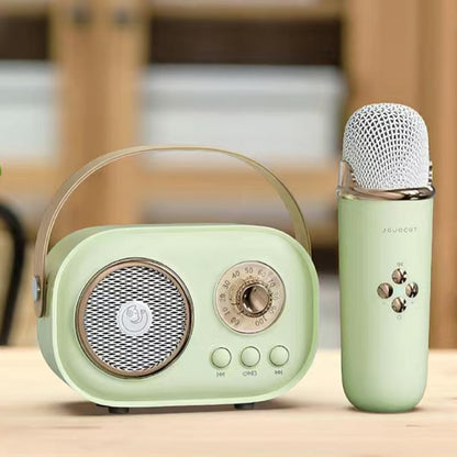 Портативна Bluetooth колонка для караоке з мікрофоном на акумуляторі, Зелена / Акустична система для караоке