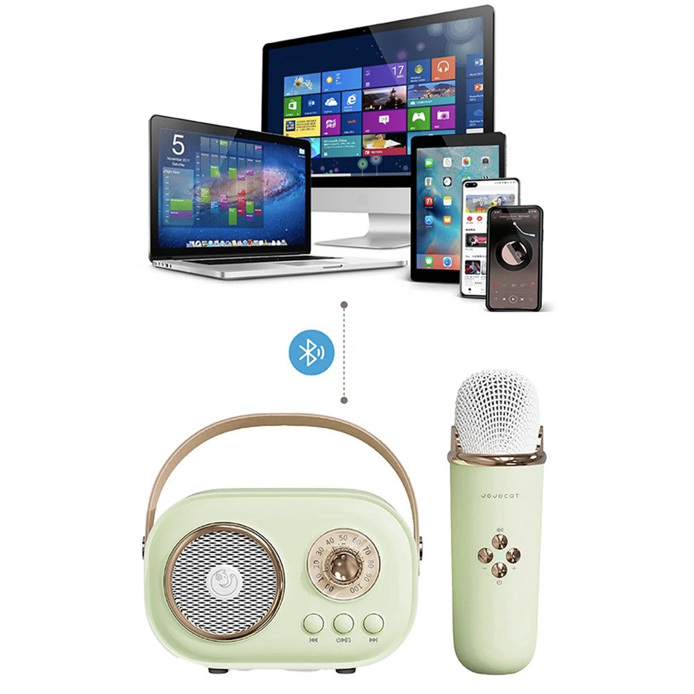 Портативна Bluetooth колонка для караоке з мікрофоном на акумуляторі, Зелена / Акустична система для караоке