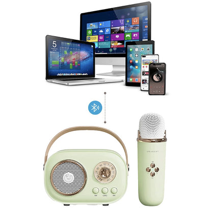 Портативна Bluetooth колонка для караоке з мікрофоном на акумуляторі, Зелена / Акустична система для караоке