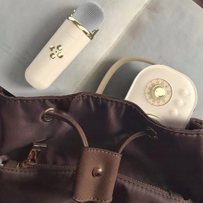 Портативна Bluetooth колонка для караоке з мікрофоном на акумуляторі, Жовте / Акустична система для караоке