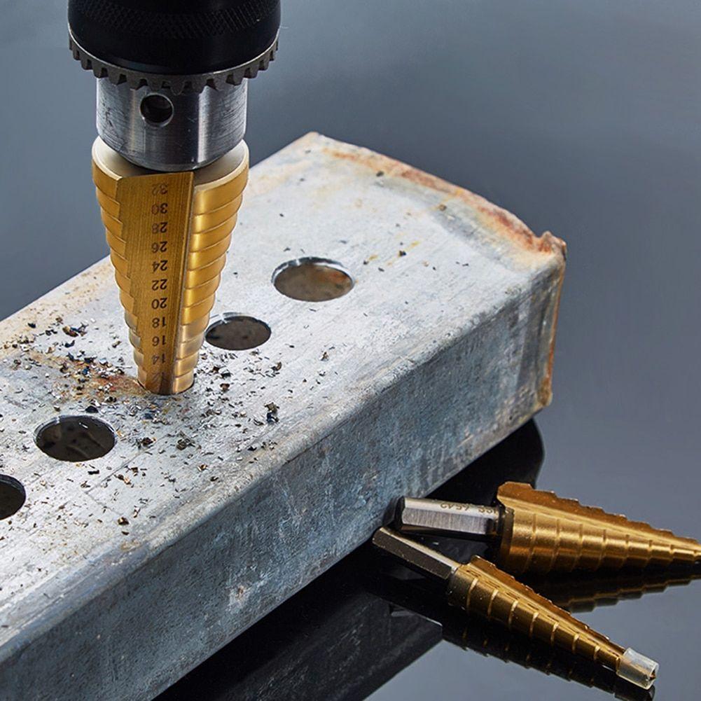 Набір фрезерних та ступінчастих свердлів 6 шт / Свердла по металу з титановим покриттям / Набір ступінчастих свердл