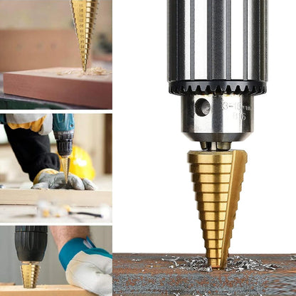 Набір фрезерних та ступінчастих свердлів 6 шт / Свердла по металу з титановим покриттям / Набір ступінчастих свердл