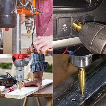 Набір фрезерних та ступінчастих свердлів 6 шт / Свердла по металу з титановим покриттям / Набір ступінчастих свердл